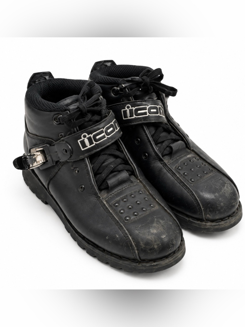 ICON Women’s Black Leather Protective Motorcycle Riding Boots Size 9